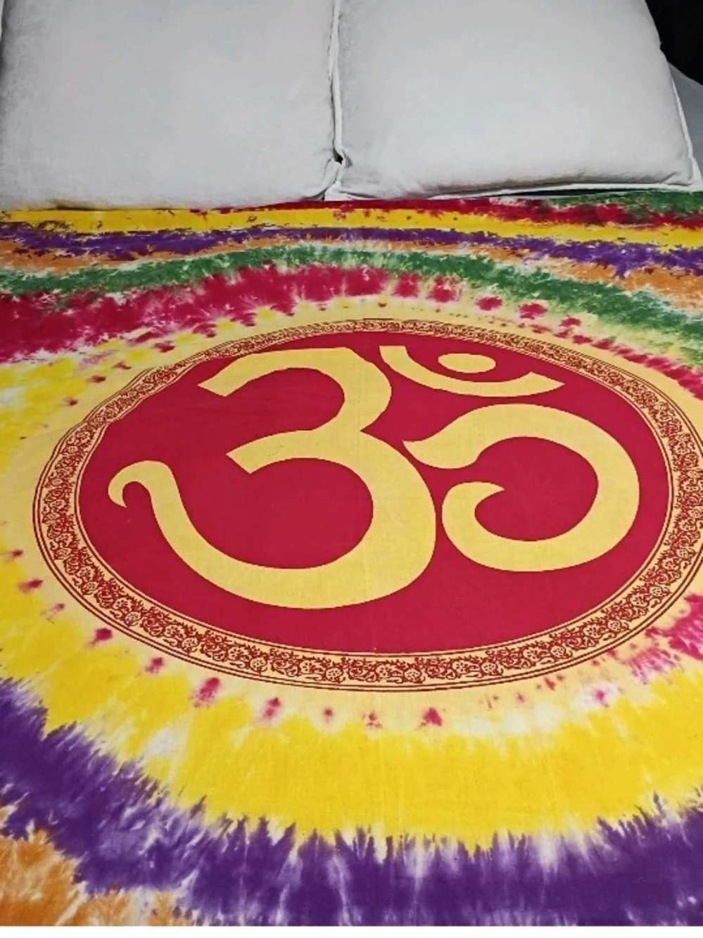 Vibrant Multicolor Tie-Dye Wall Hanging W/ OM Symbol 80